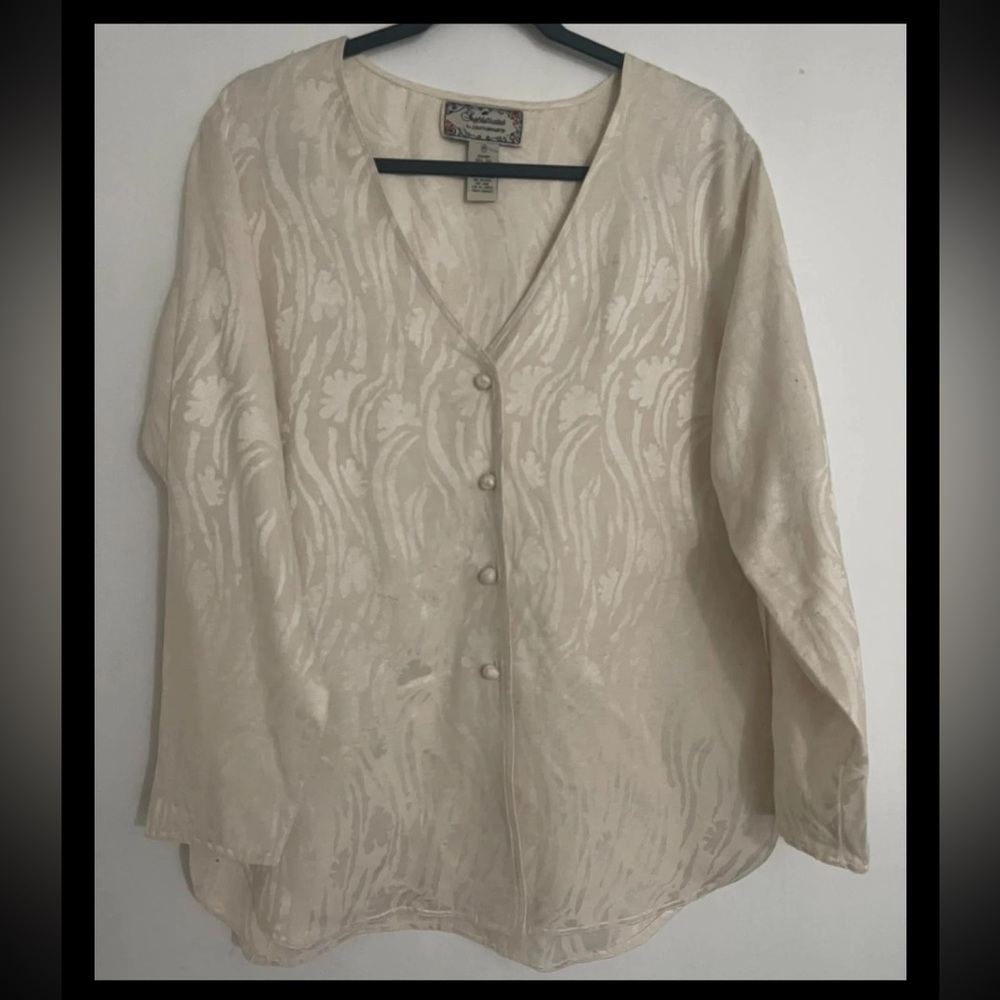sophisticates by jonathan martin Women’s Ivory 100% Silk Blouse; M